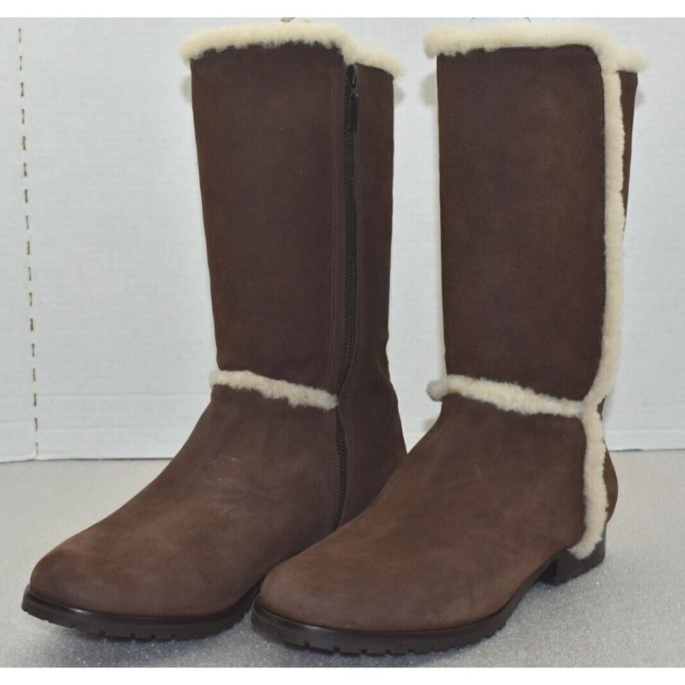 Schutz Womens Grettaa Suede Brown Zipper Fur Lined Boots Size 10 B